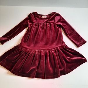 💗Cat & Jack, Girl Velvet Dress, Size: 2T, Color Red wine / burgundy.